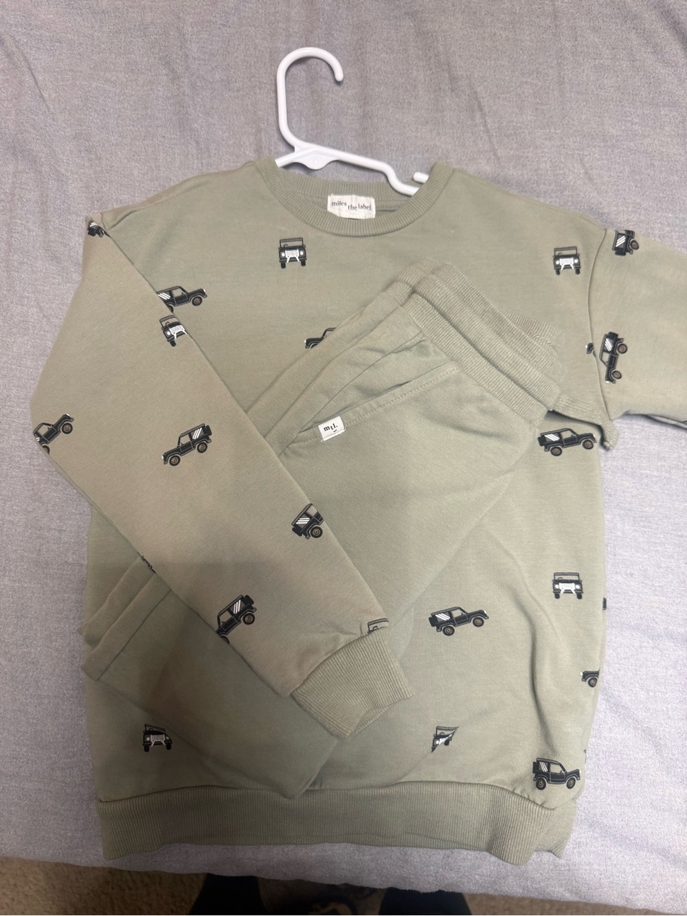 Miles the Label Kids Olive Green Set with Jeeps Trucks